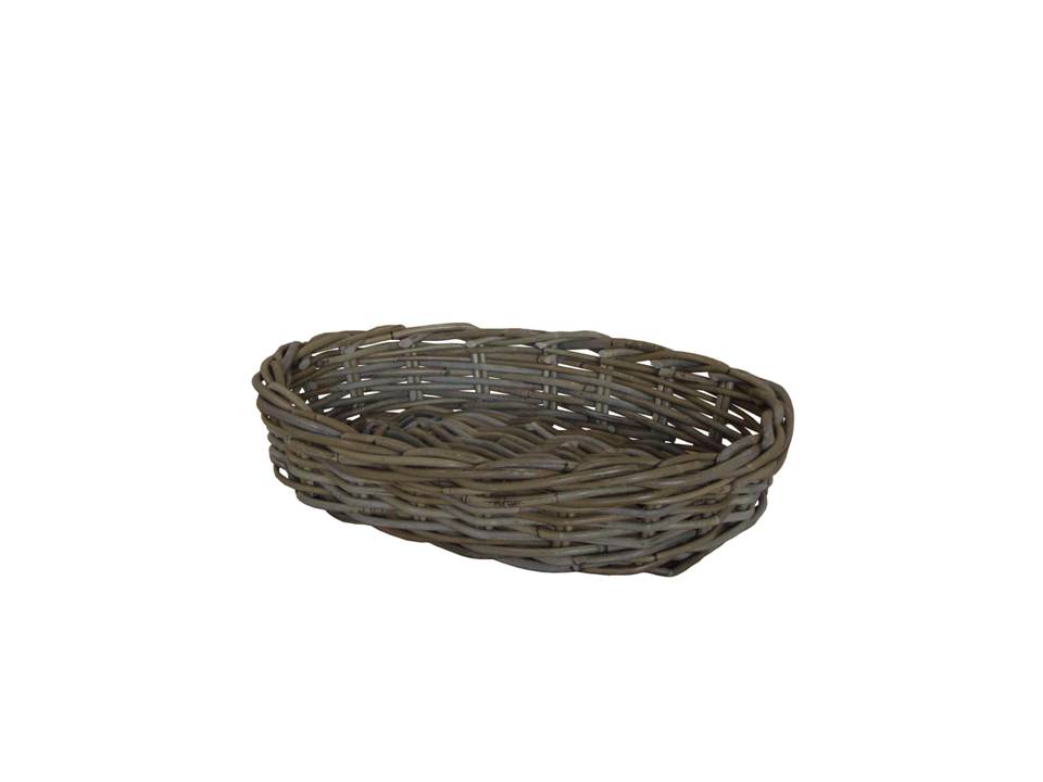 Grey Oval Rattan Basket